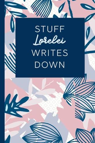 Stuff Lorelei Writes Down: Personalized Journal / Notebook (6 x 9 inch) STUNNING Navy Blue and Mauve Blush Pink Pattern
