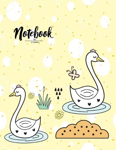 Notebook by a Madoo: Cygnini on Yellow Cover and Lined Pages, Extra Large (8.5 X 11) Inches, 110 Pages, White Paper