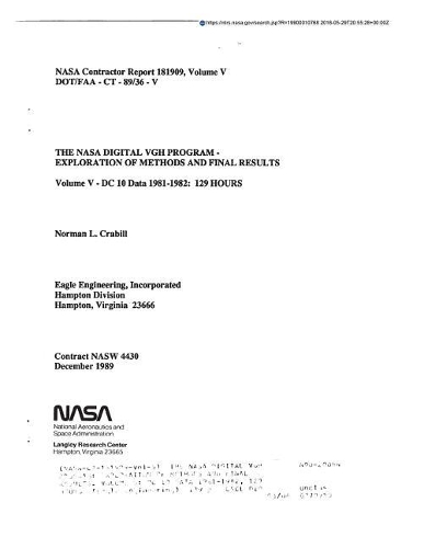 The NASA Digital Vgh Program: Exploration of Methods and Final Results. Volume 5: DC 10 Data 1981-1982, 129 Hours