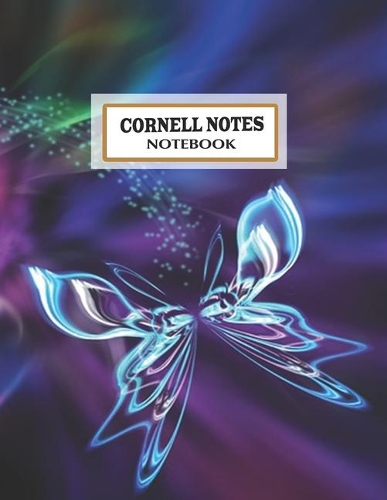 Cornell Notes Notebook: Beautiful blue butterfly Cornell Note Paper Notebook. Cute Girly Large College Ruled Medium Lined Journal Note Taking System for School and Universi