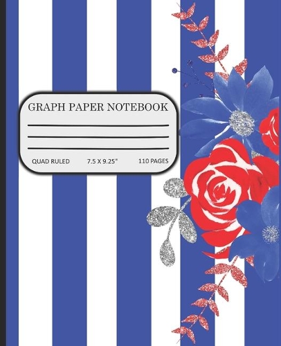 Graph Paper Notebook: Math and Science Composition Book Red and Blue Lines and Flowers