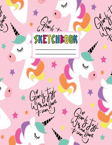 Sketchbook: Cute Unicorn Kawaii Sketch Book for Girls, Kids, Teens, Women (Perfect for Sketching, Drawing, Doodling, Journal, Note Pad, Birthday Party Favors)