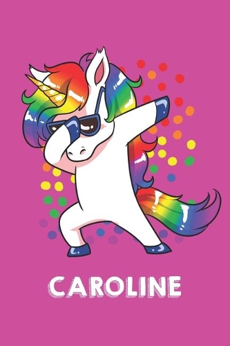 Caroline: Personalisiertes Design Notizbuch Einhorn 120 linierte Seiten - Perfekte Geschenkidee für die Schuhe oder Weihnachten mit Vornamen DIN A5 (pink)