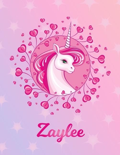 Zaylee: Unicorn Large Blank Primary Sketchbook Paper - Pink Purple Magical Horse Personalized Letter Z Initial Custom First Name Cover - Drawing Sketch Book