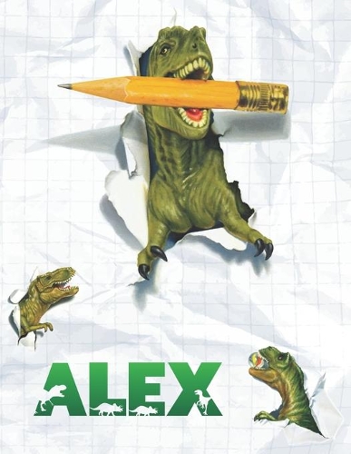 Alex: Personalized Dinosaur Sketchbook For Boys. 8.5"x11" 110 Pages. Doodle, Draw, Sketch, Create, Dino!