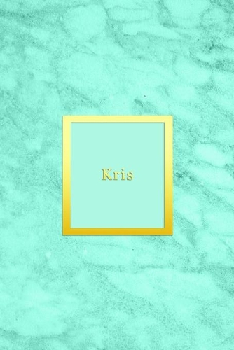 Kris: Custom dot grid diary for girls - Cute personalised gold and marble diaries for women - Sentimental keepsake notebook idea - Bright blue aqua teal c