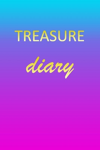 Treasure: Journal Diary - Personalized First Name Personal Writing - Letter T Blue Purple Pink Gold Effect Cover - Daily Diaries for Journalists & Writers - J