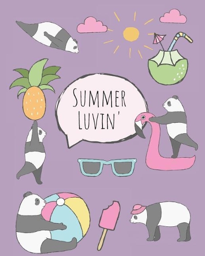 Summer Luvin': Cute cartoon panda notebook, notepad journal or blank book. Summer fun holidays theme. Adorable cool hand drawn panda illustrations featuring pandas