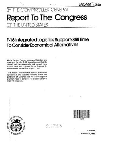 F-16 Integrated Logistics Support: Still Time to Consider Economical Alternatives