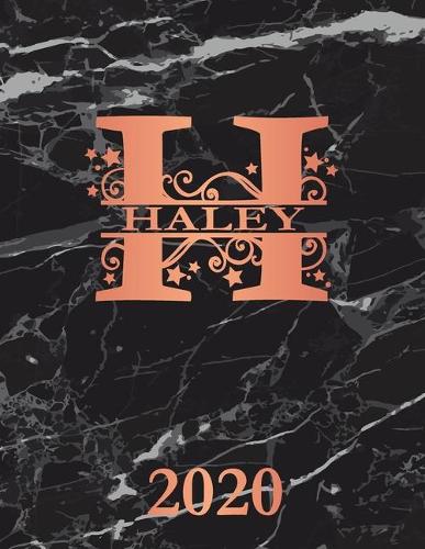 Haley: 2020. Personalized Name Weekly Planner 2020. Monogram Letter H Notebook Planner. Black Marble & Rose Gold Cover. Datebook Calendar Schedule
