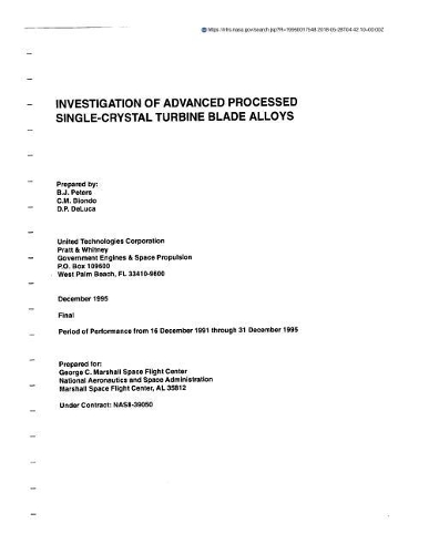 Investigation of Advanced Processed Single-Crystal Turbine Blade Alloys