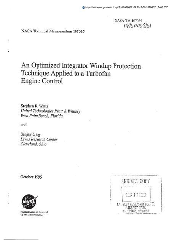 An Optimized Integrator Windup Protection Technique Applied to a Turbofan Engine Control