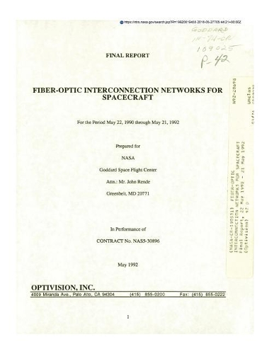 Fiber-Optic Interconnection Networks for Spacecraft