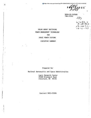 Solar Array Switching Power Management Technology for Space Power System