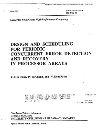 Design and Scheduling for Periodic Concurrent Error Detection and Recovery in Processor Arrays
