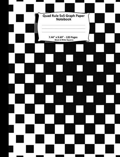 Quad Rule 5x5 Graph Paper Notebook. 7.44" x 9.69" 120 Pages. Black White Squares: Black White Halftone Squares Decoration Pattern Cover. Square Grid Paper, Graph Ruled Notebook. Math and Science Notebook for teens and adults. 5x5 
