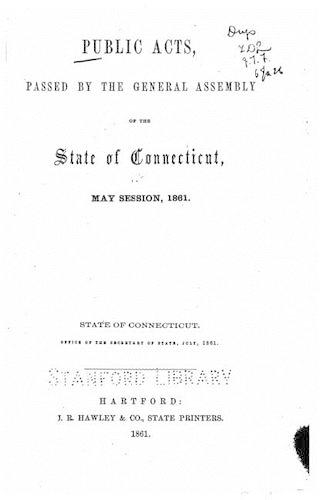Public acts Passed by The General Assembly of The State of Connecticut (May 1861)