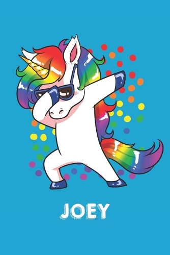 Joey: Personalisiertes Design Notizbuch Einhorn 120 linierte Seiten - Perfekte Geschenkidee für die Schuhe oder Weihnachten mit Vornamen DIN A5 (himmelbla