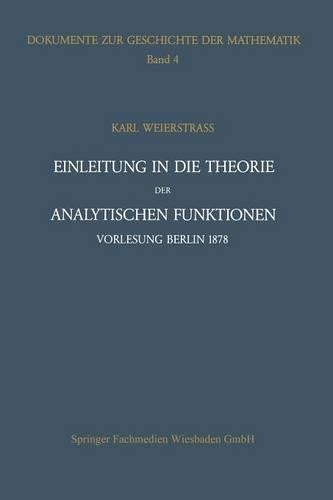 Einleitung in die Theorie der analytischen Funktionen