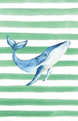 Blue Whale Watercolor Stripe Journal, Graph Paper: Blank Quad Grid Notebook with Graph Paper (Coastal Beaches & Oceans Series)