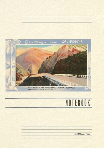 Vintage Lined Notebook Greetings from California, Postcard of San Joaquin Valley