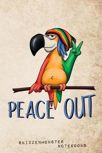 Peace Out: Reggae Rastafari Parrot Notebook featuring dot-grid and blank pages for stress relief doodling & notes