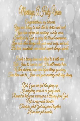 Marriage, a Holy Union Journal for Newlyweds: Faux Gold And Silver Bokeh 6X9 Blank Lined 120 Page Wedding Poem Notebook, Wedding Card Alternative, Married Couple Gift(1 Silver Bokeh Wedding)