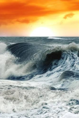 Big Ocean Waves at Sunset Journal: 150 page lined notebook/diary