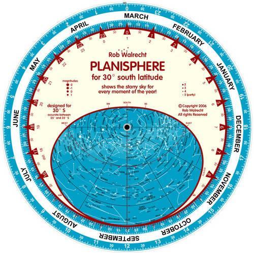 Planisphere for 30 Degrees South Latitude: Shows the Starry Sky for Every Moment of the Year(PLN-S30 English planispheres)