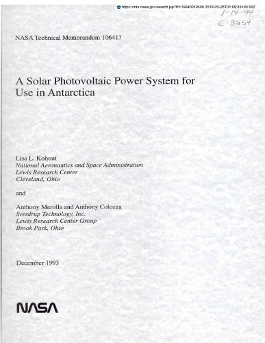 A Solar Photovoltaic Power System for Use in Antarctica