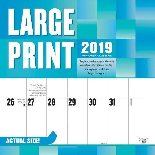 Large Print 2019 Square Wall Calendar