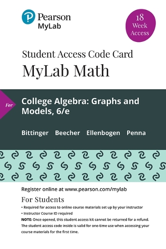 Mylab Math with Pearson Etext -- Access Card -- For College Algebra: Graphs and Models (18-Weeks)