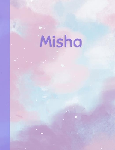 Misha: Personalized Composition Notebook - College Ruled (Lined) Exercise Book for School Notes, Assignments, Homework, Essay Writing. Purple Pink Blue Cov