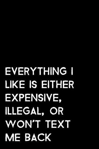Everything I Like Is Either Expensive, Illegal, Or Won't Text Me Back: 105 Undated Pages: Humor: Paperback Journal