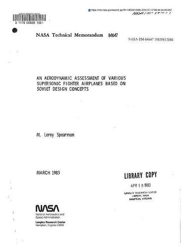 An Aerodynamic Assessment of Various Supersonic Fighter Airplanes Based on Soviet Design Concepts