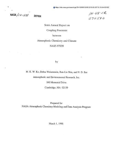 Coupling Processes Between Atmospheric Chemistry and Climate