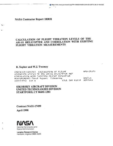 Calculation of Flight Vibration Levels of the Ah-1g Helicopter and Correlation with Existing Flight Vibration Measurements