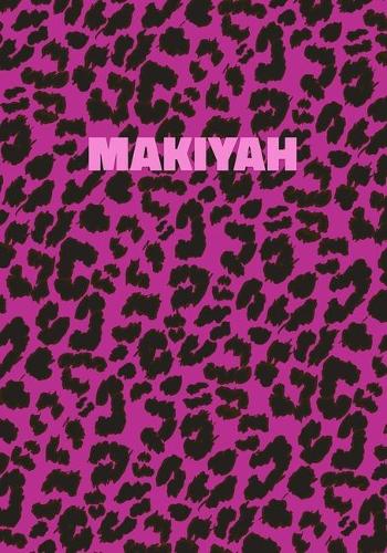 Makiyah: Personalized Pink Leopard Print Notebook (Animal Skin Pattern). College Ruled (Lined) Journal for Notes, Diary, Journaling. Wild Cat Theme Design wi