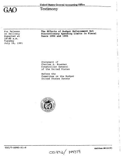 The Effects of Budget Enforcement ACT Discretionary Spending Limits in Fiscal Years 1994 and 1995