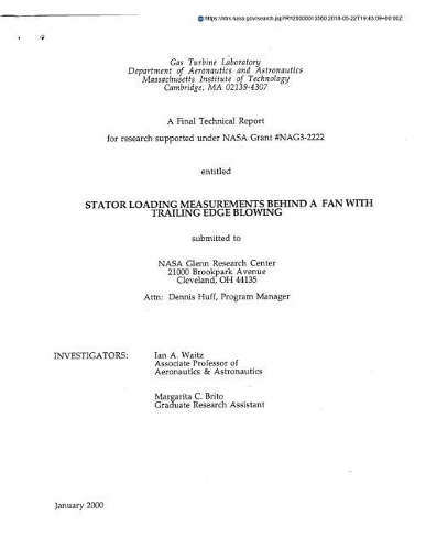 Stator Loading Measurements Behind a Fan with Trailing Edge Blowing