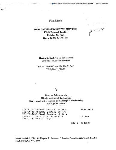 Electro Optical System to Measure Strains at High Temperature
