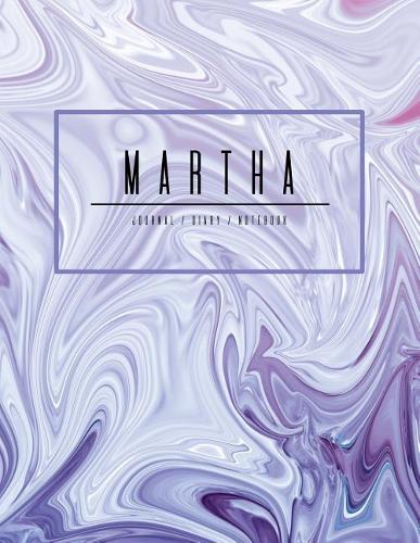 Martha Journal Diary Notebook: Electric Violet Purple Personalized Gift with Name, Large 8.5 X 11 Minimalist Marble Cover