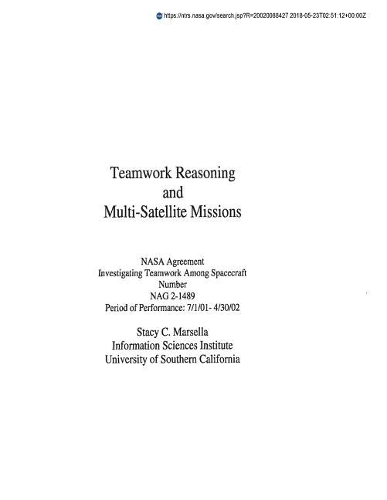 Teamwork Reasoning and Multi-Satellite Missions