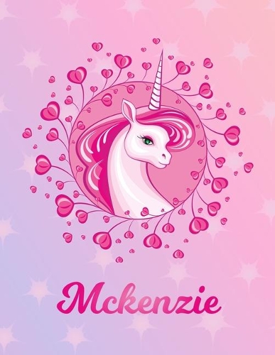 Mckenzie: Unicorn Large Blank Primary Sketchbook Paper - Pink Purple Magical Horse Personalized Letter M Initial Custom First Name Cover - Drawing Sketch Book