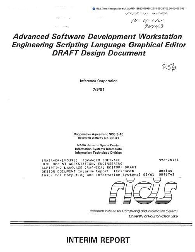 Advanced Software Development Workstation. Engineering Scripting Language Graphical Editor: Draft Design Document