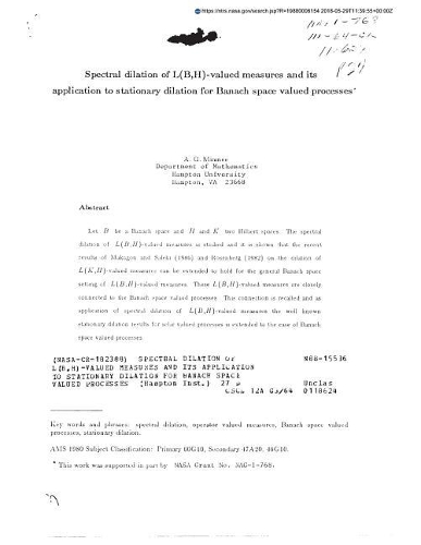 Spectral Dilation of L(b, H)-Valued Measures and Its Application to Stationary Dilation for Banach Space Valued Processes