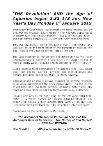 THE Revolution AND The Age of AQUARIUS started New Year's Day 2019