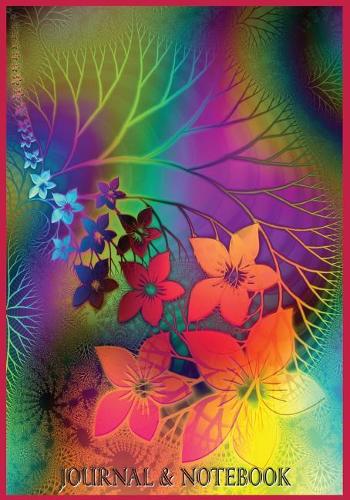 Journal & Notebook: Notebook and Journal for All Ages, Lyrics/Poetry Writing Book and Floral Edged Lined Pages - Red 'rainbow Floral' Cover 7 X 10