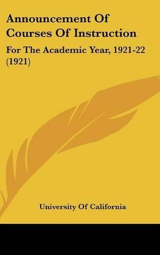 Announcement of Courses of Instruction