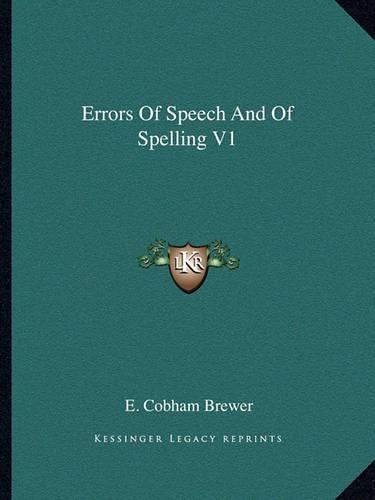 Errors Of Speech And Of Spelling V1